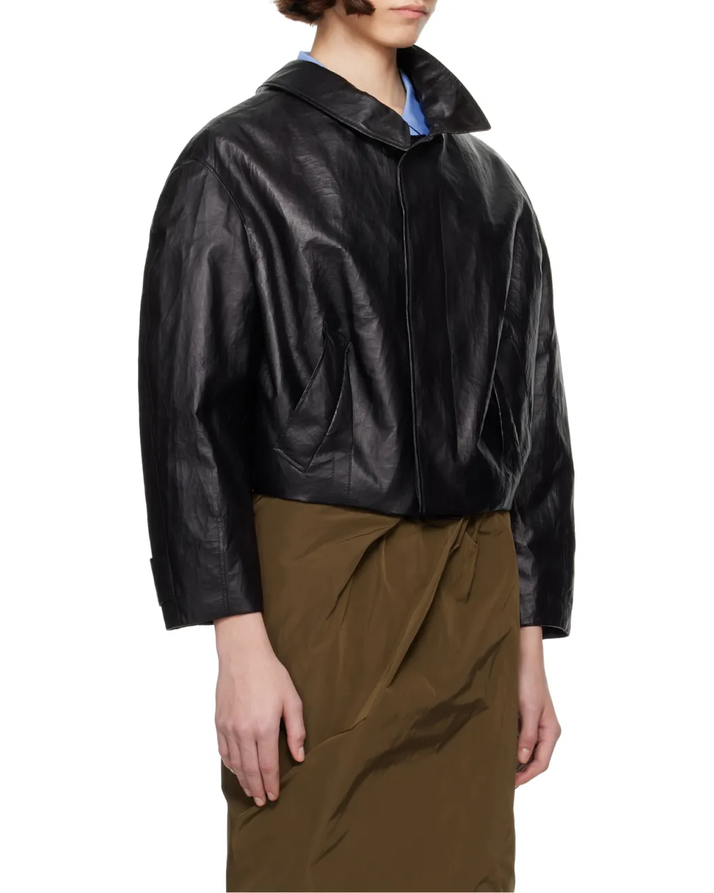 Long-Sleeved Leather Jacket