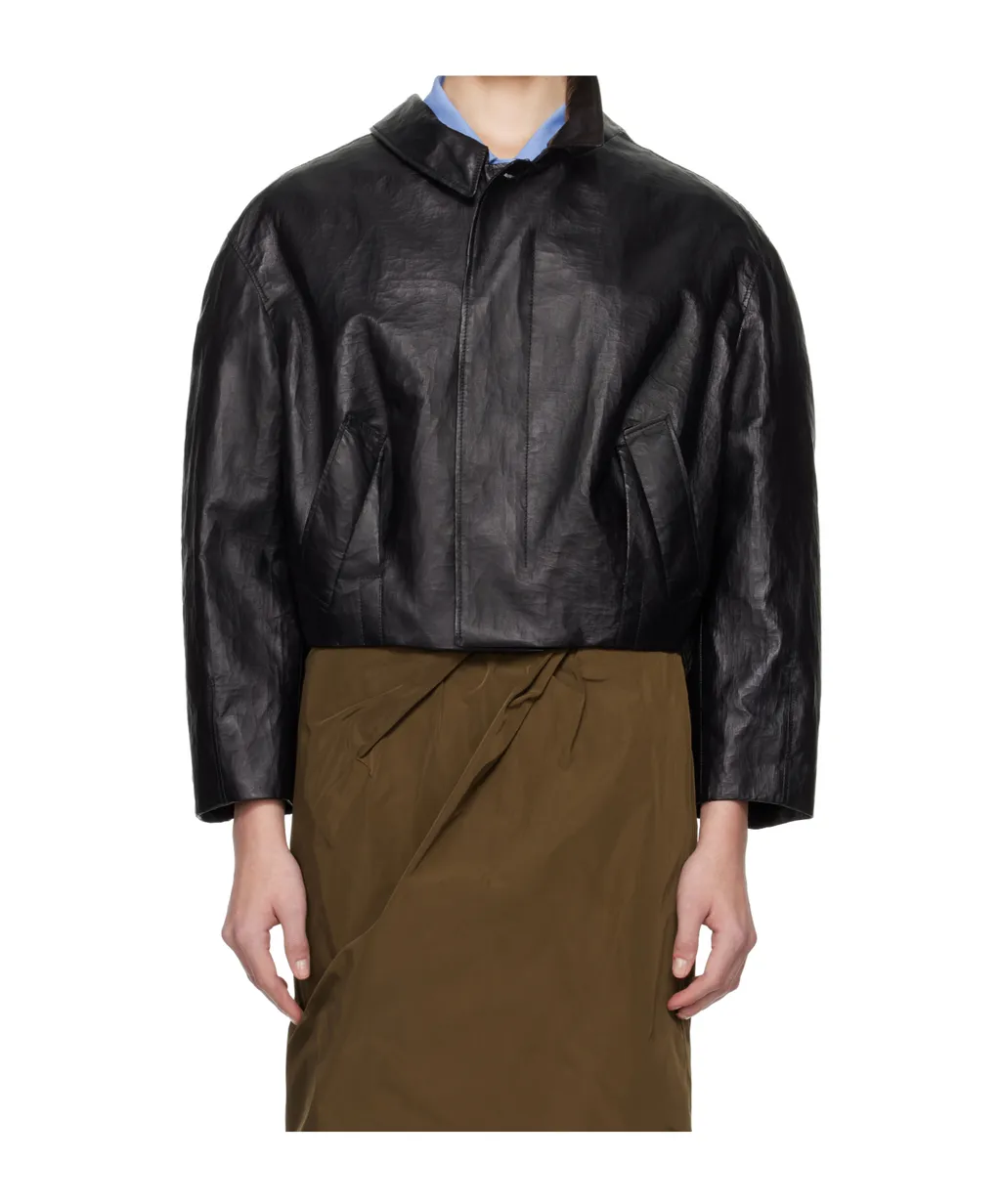 Long-Sleeved Leather Jacket