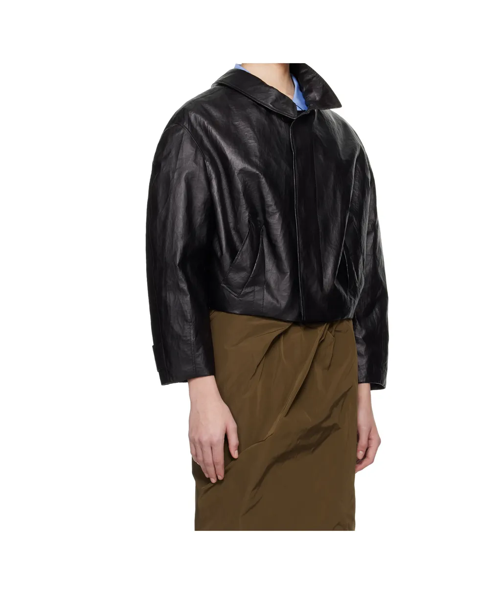 Long-Sleeved Leather Jacket
