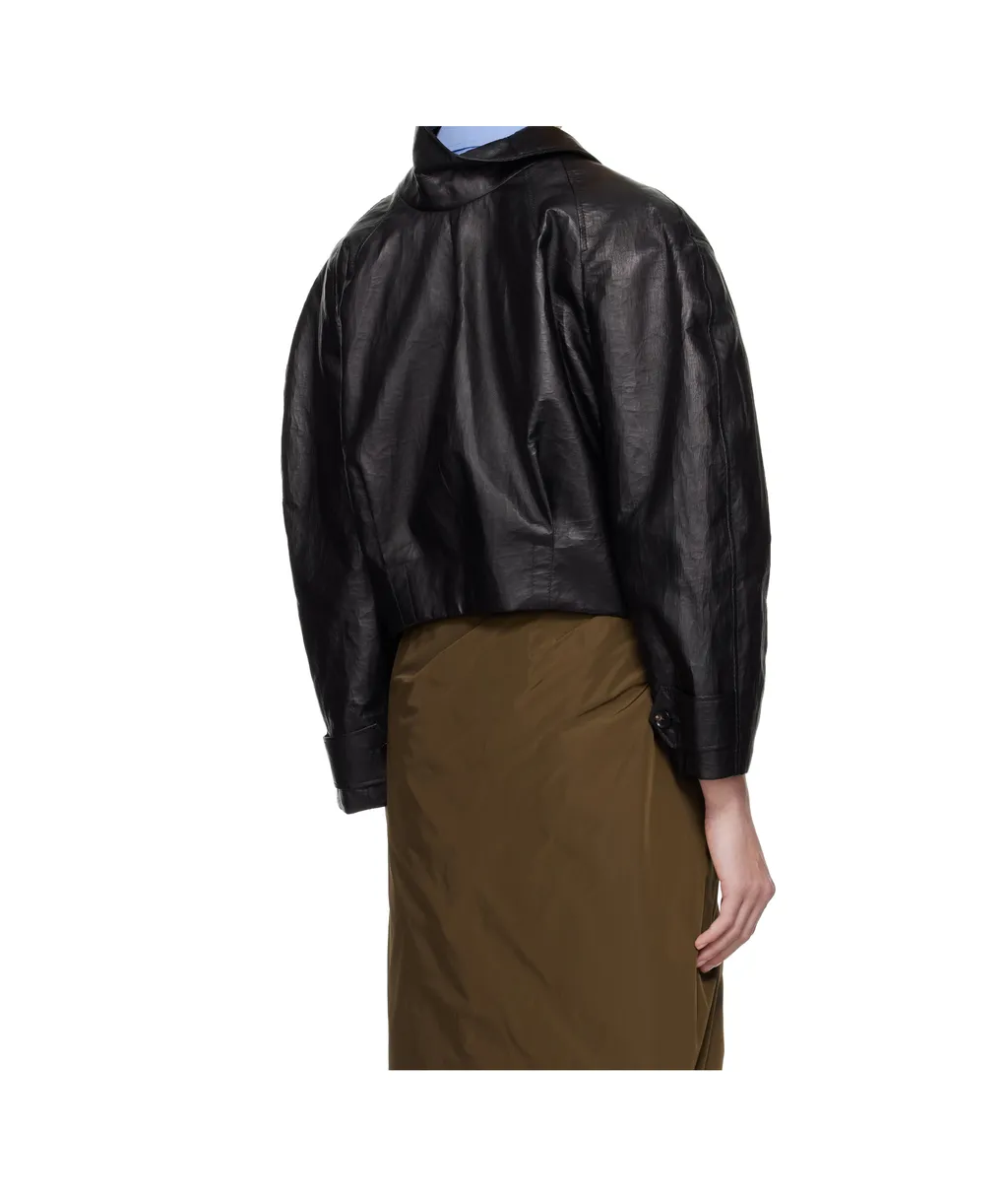 Long-Sleeved Leather Jacket