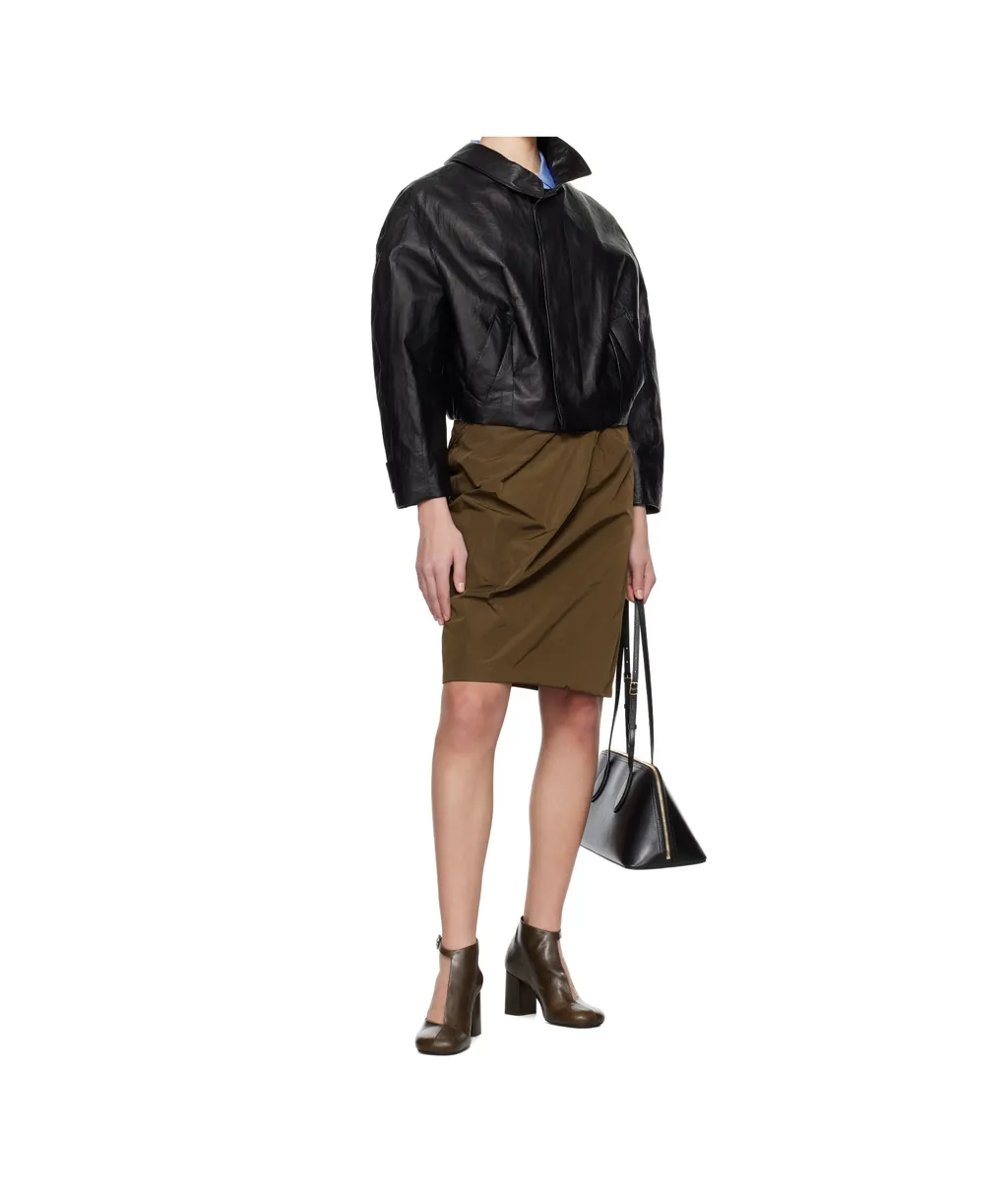 Long-Sleeved Leather Jacket
