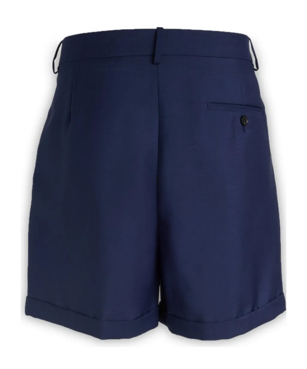 Pleated-Detail Turn-Up Hem Shorts