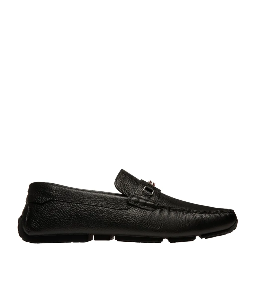 Pilot Driver Ebano Grained Leather Loafers
