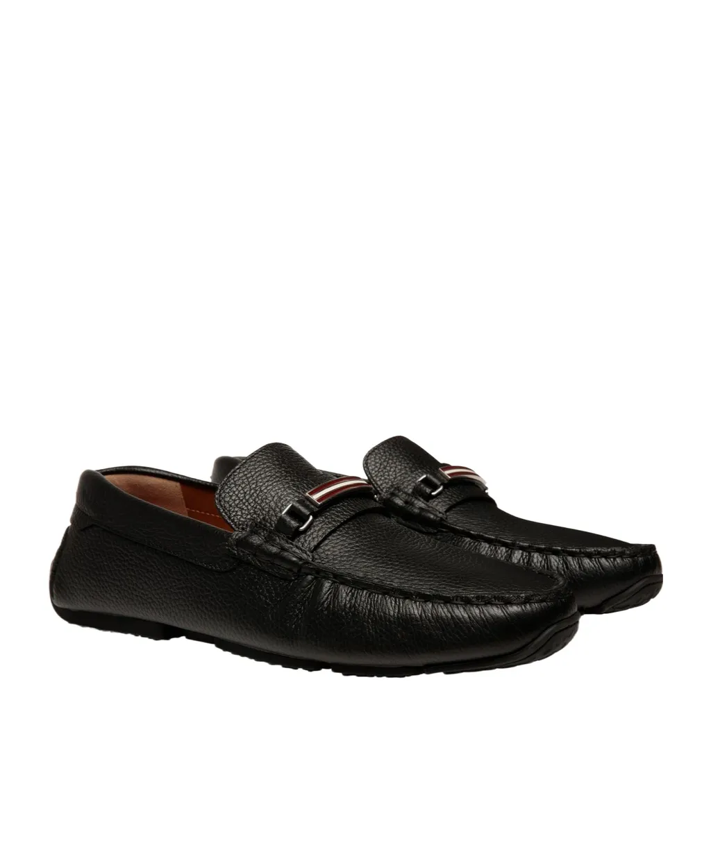 Pilot Driver Ebano Grained Leather Loafers