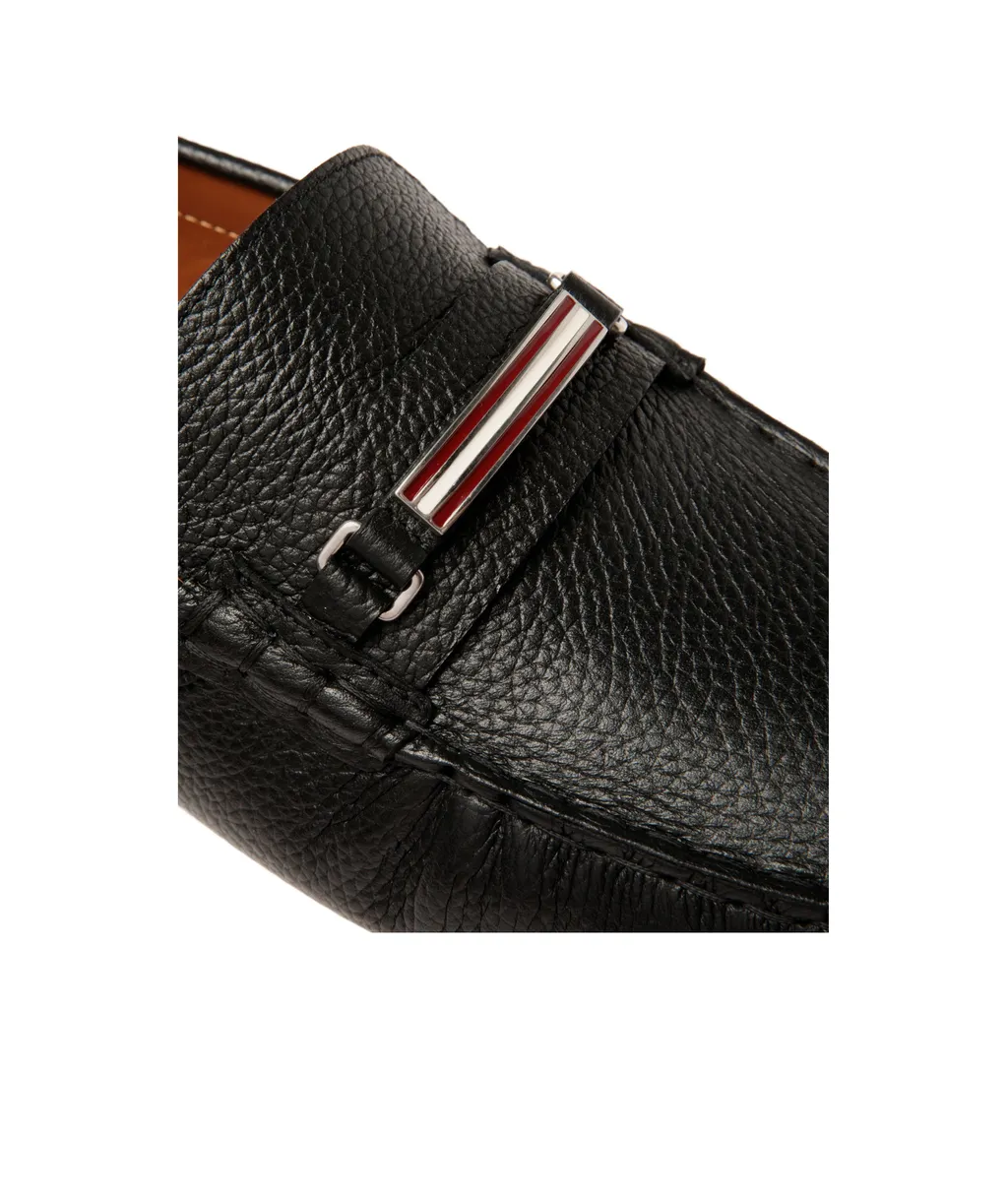 Pilot Driver Ebano Grained Leather Loafers