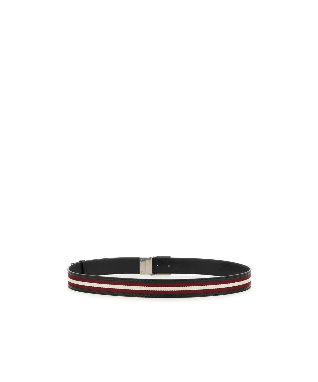 Logo-Buckle Stripe-Detailed Belt