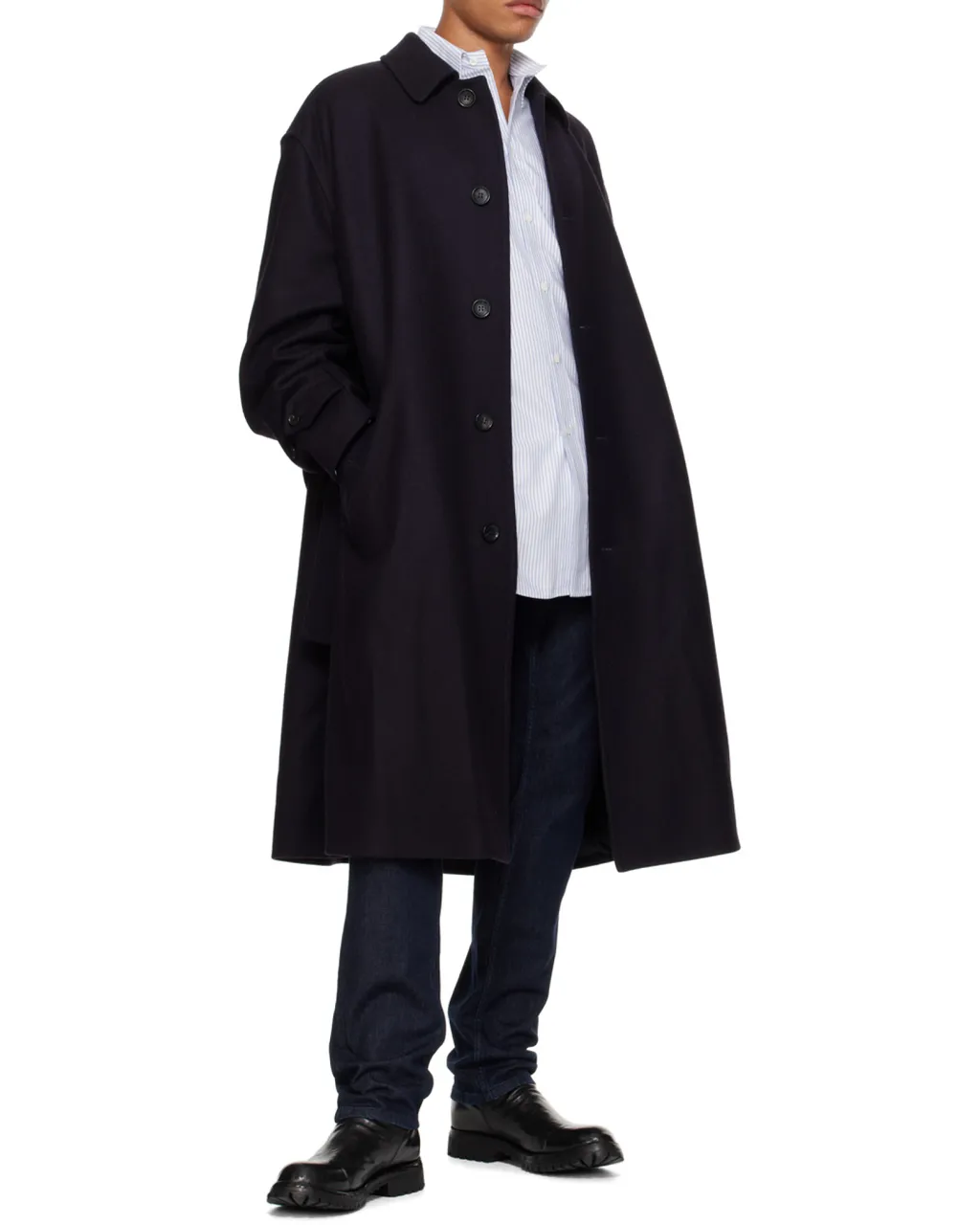 Button-Up Belted Coat
