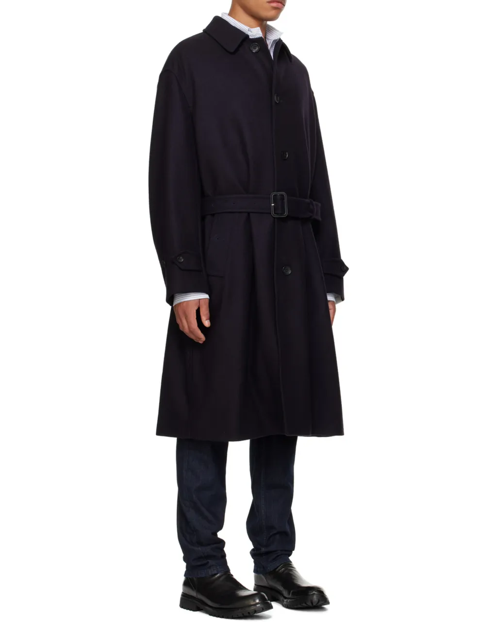Button-Up Belted Coat