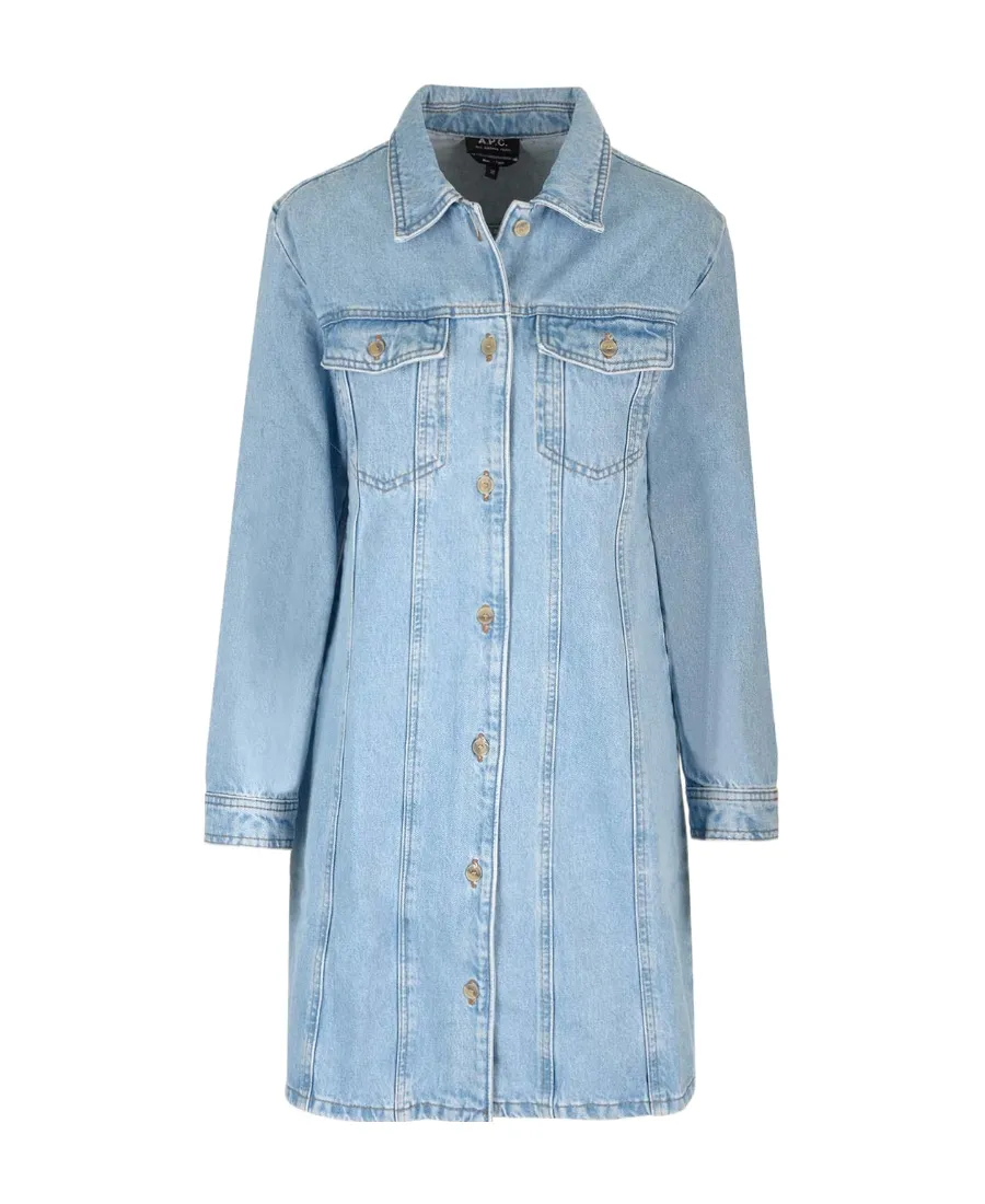 Long-Sleeved Denim Shirt Dress