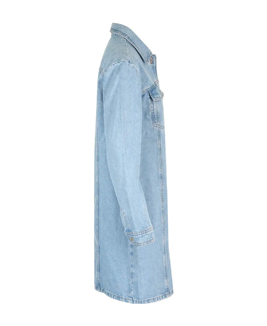 Long-Sleeved Denim Shirt Dress