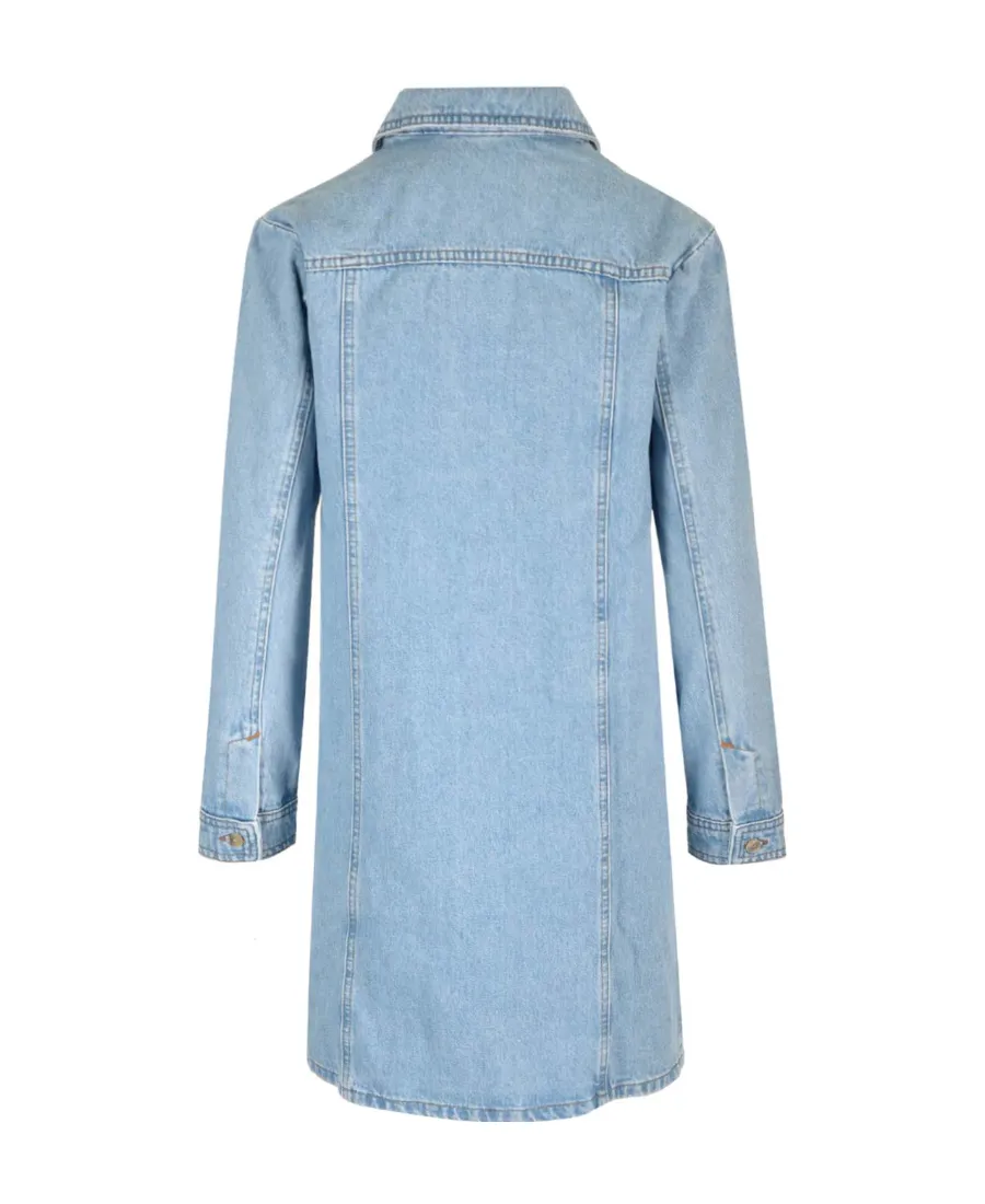 Long-Sleeved Denim Shirt Dress