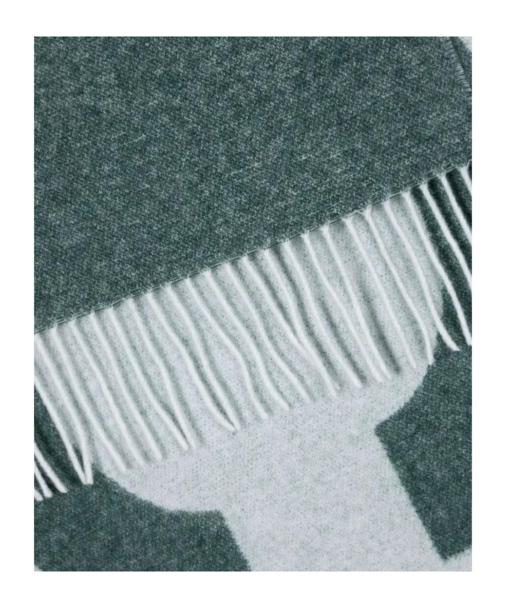 Logo Intarsia Fringed Scarf