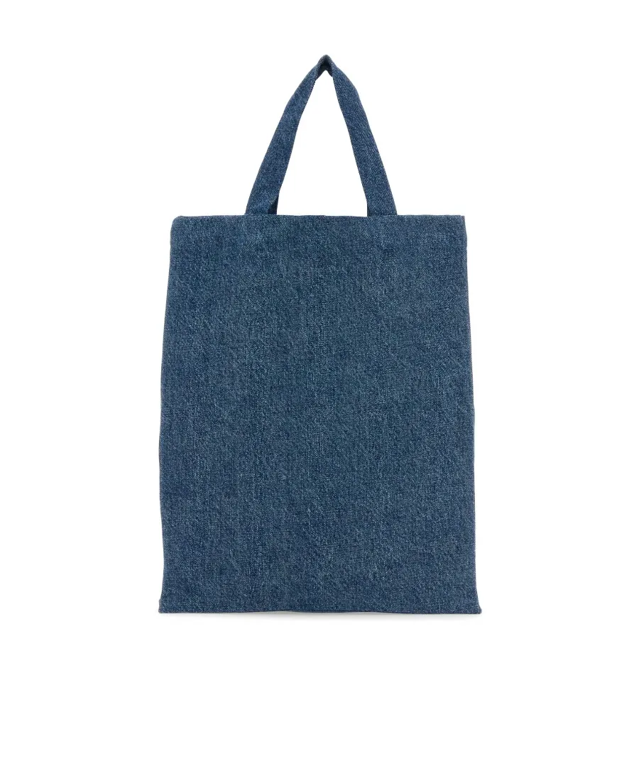 Logo Patch Denim Mini Tote Bag