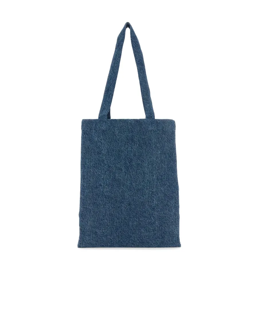 Logo-Printed Denim Shopping Bag