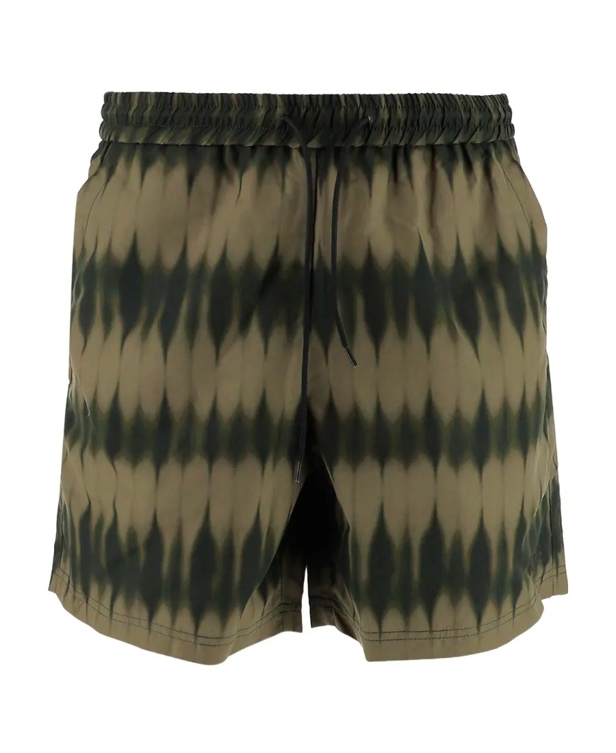 Distressed-Effect Logo Embroidered Shorts