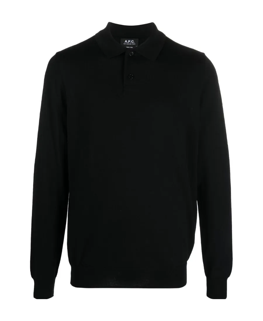 Long-Sleeved Knitted Polo Shirt