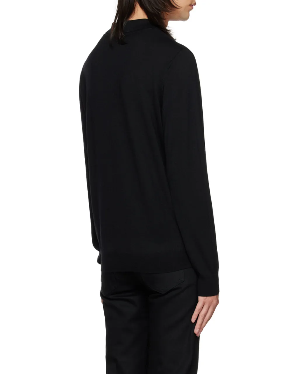 Long-Sleeved Knitted Polo Shirt