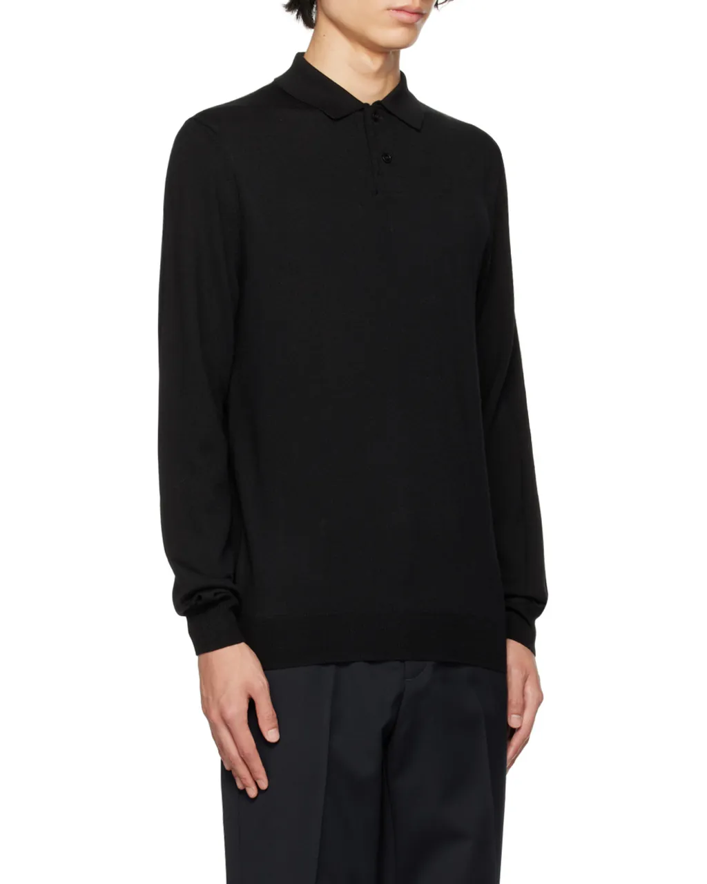 Long-Sleeved Knitted Polo Shirt
