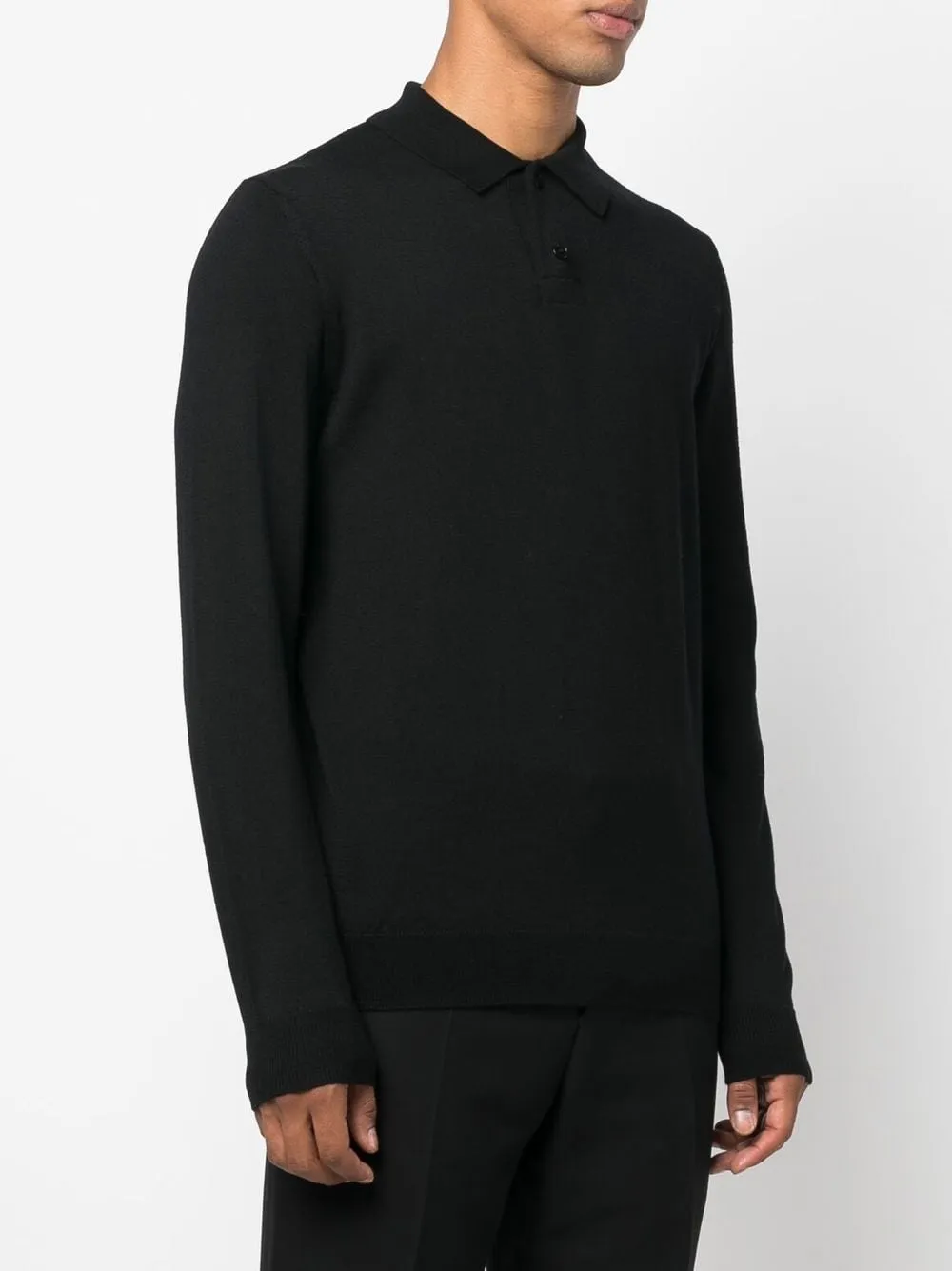 Long-Sleeved Knitted Polo Shirt
