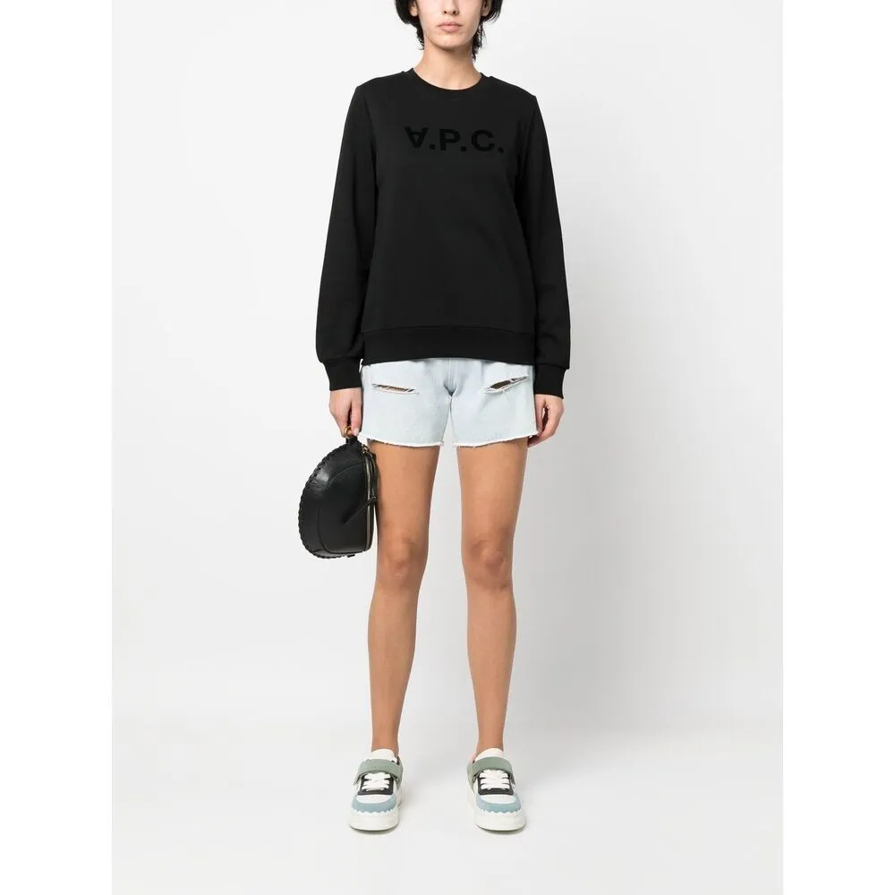 Flocked Logo Crewneck Sweatshirt