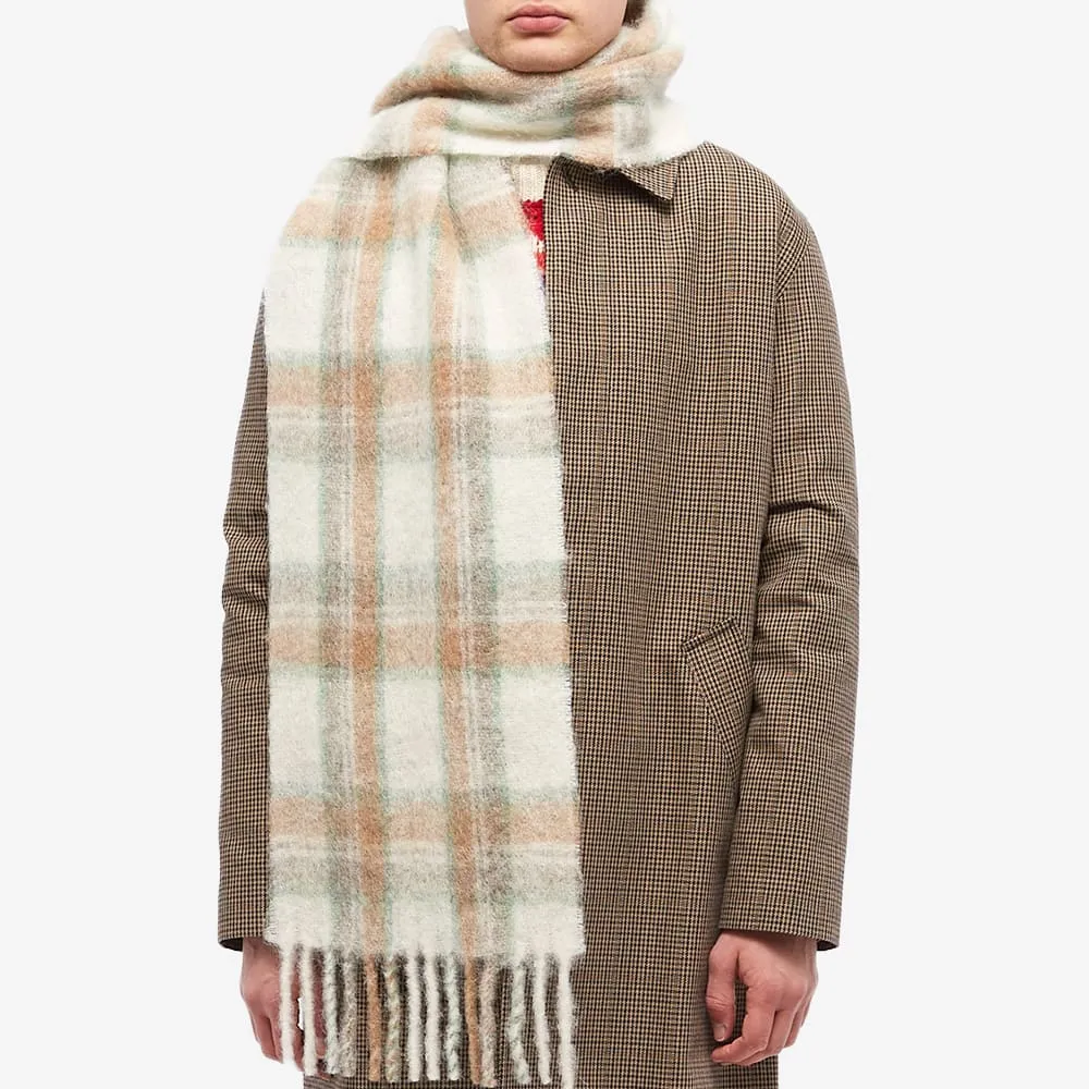 Checked Fringe-Detail Scarf