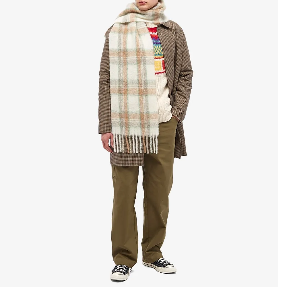 Checked Fringe-Detail Scarf