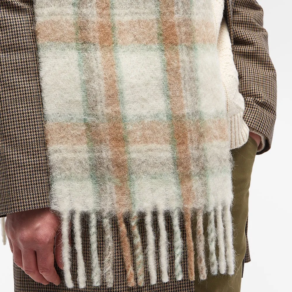 Checked Fringe-Detail Scarf