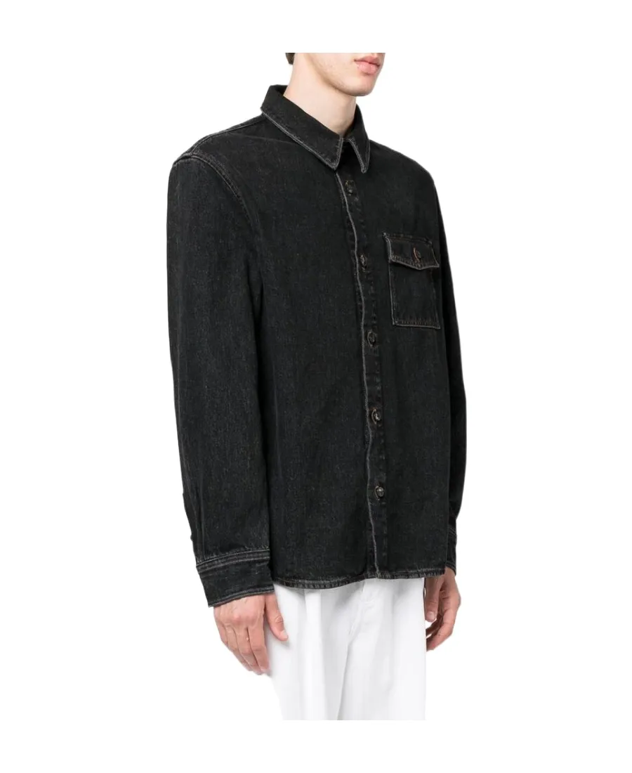 Buttoned Long-Sleeved Denim Shirt