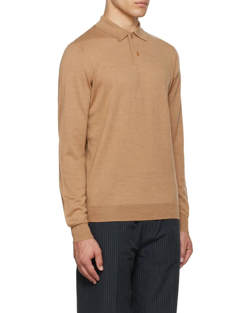 Long-Sleeve Wool Polo Shirt