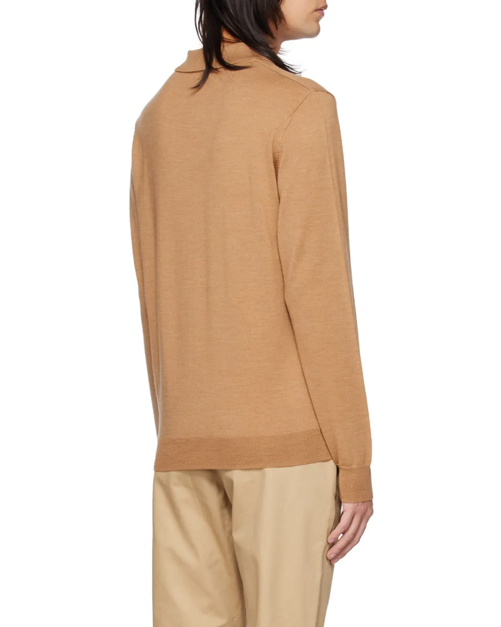 Long-Sleeve Wool Polo Shirt