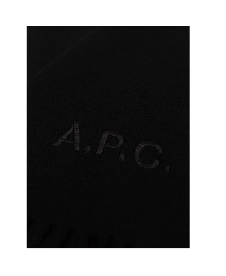 Logo Embroidered Fringed Scarf