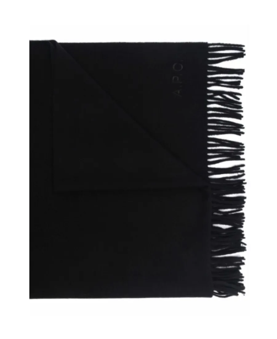 Logo Embroidered Fringed Scarf