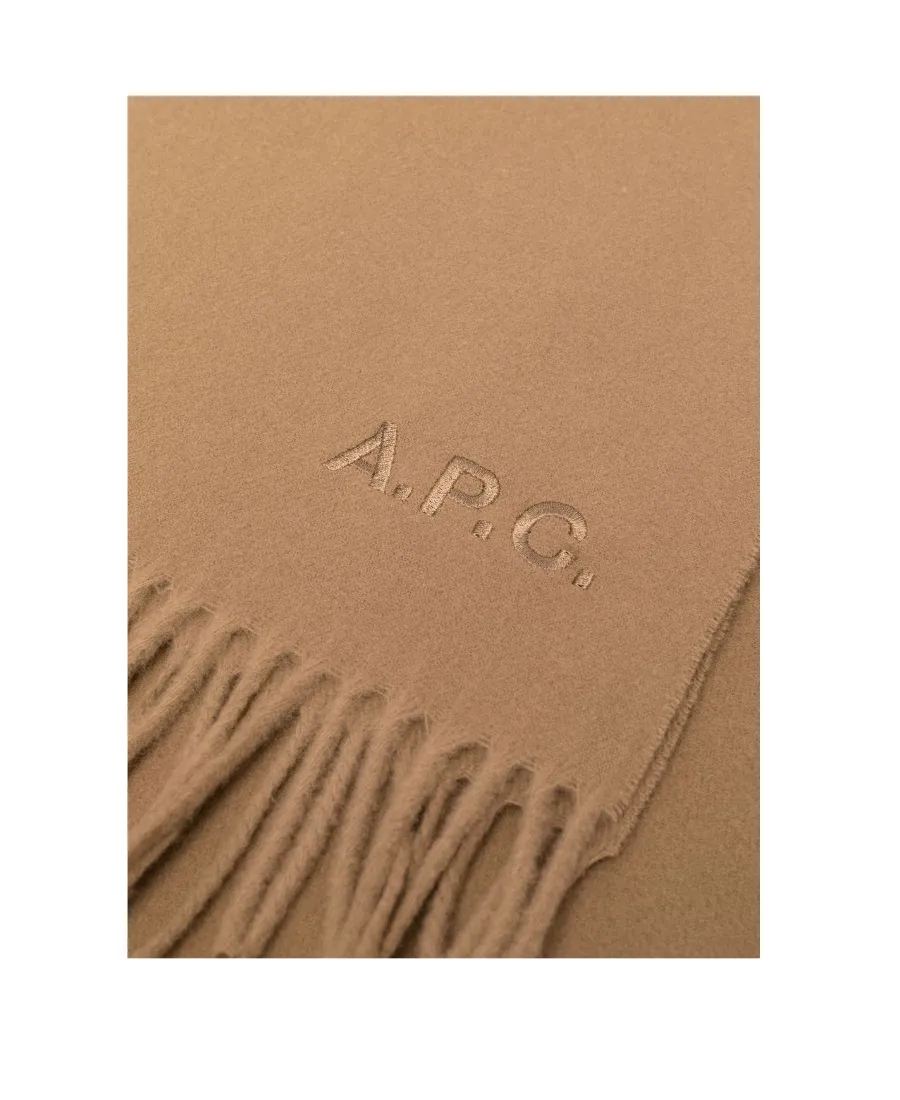 Logo Embroidered Fringed Scarf