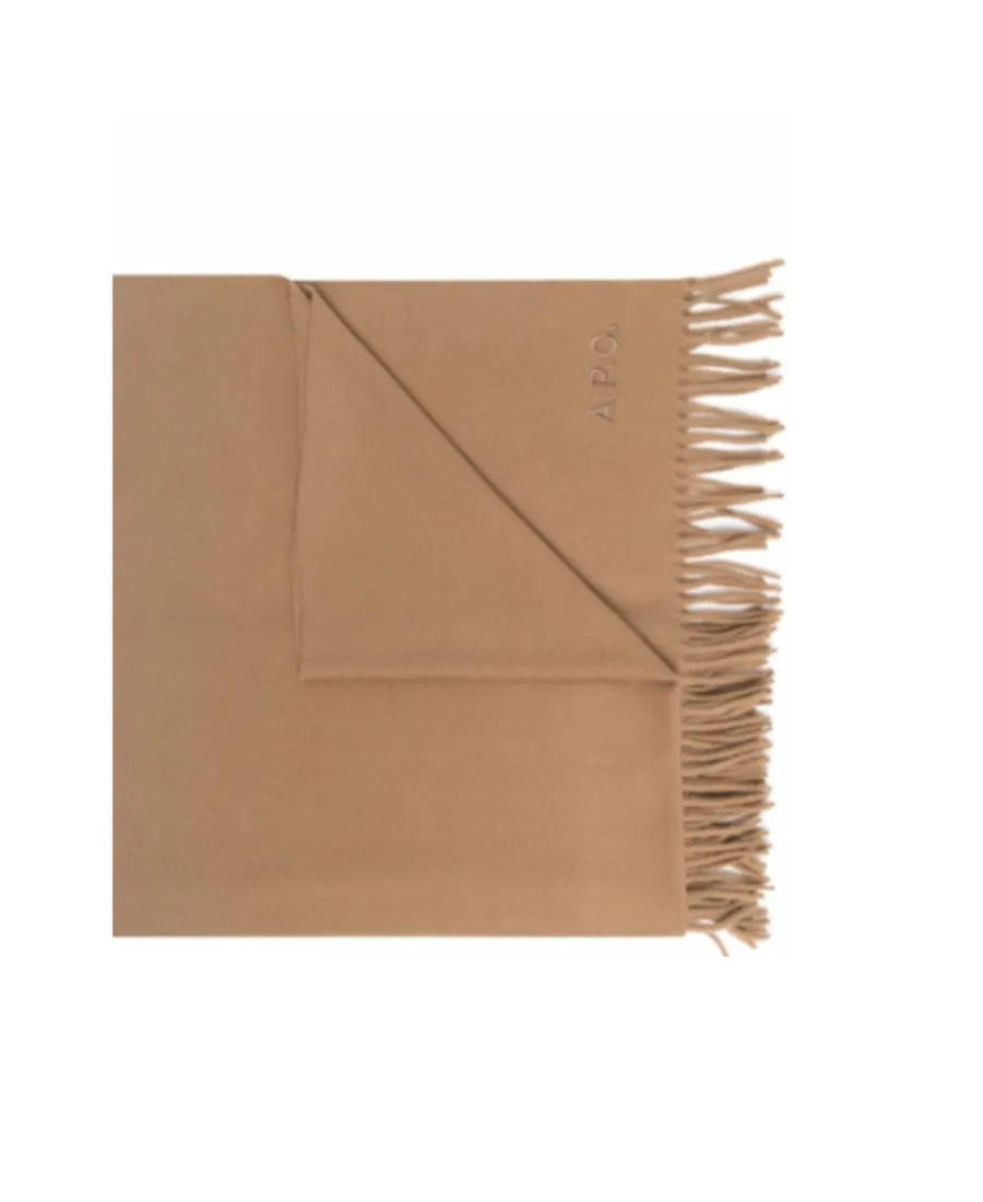 Logo Embroidered Fringed Scarf