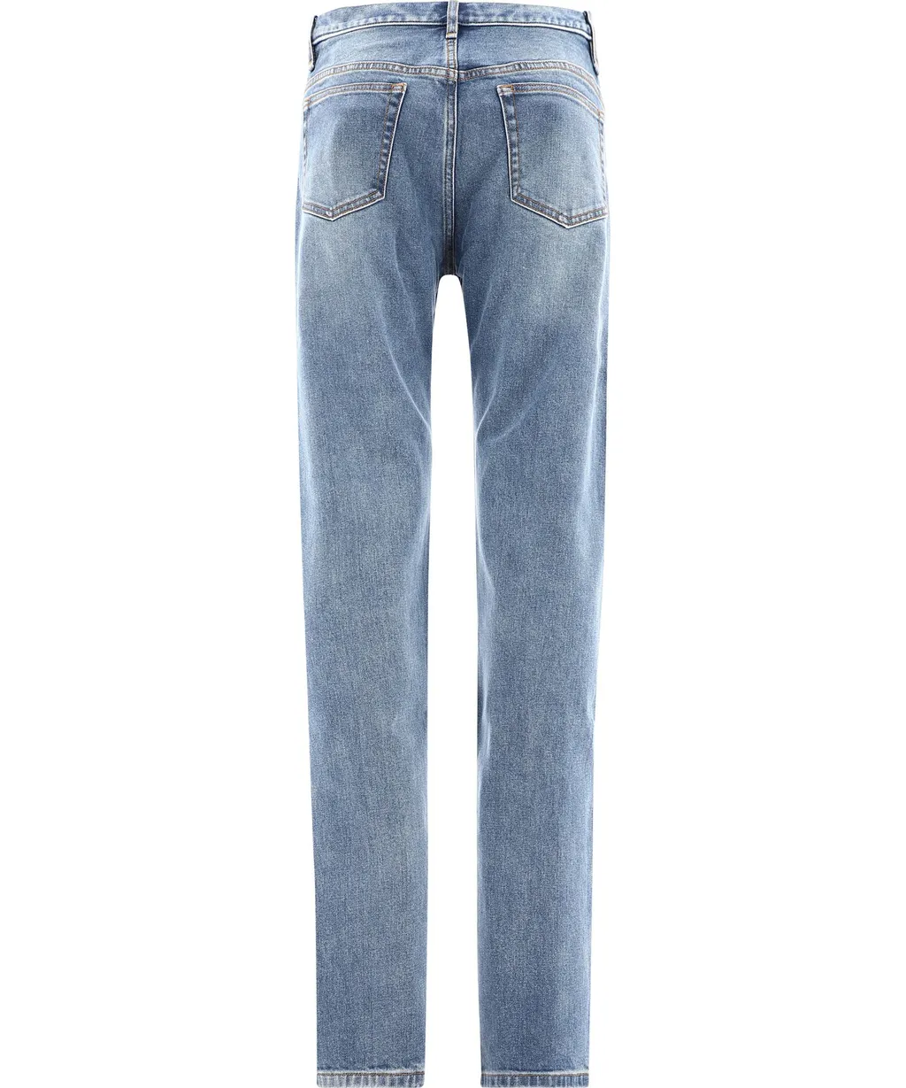Mid-Waist Washed Effect Jeans