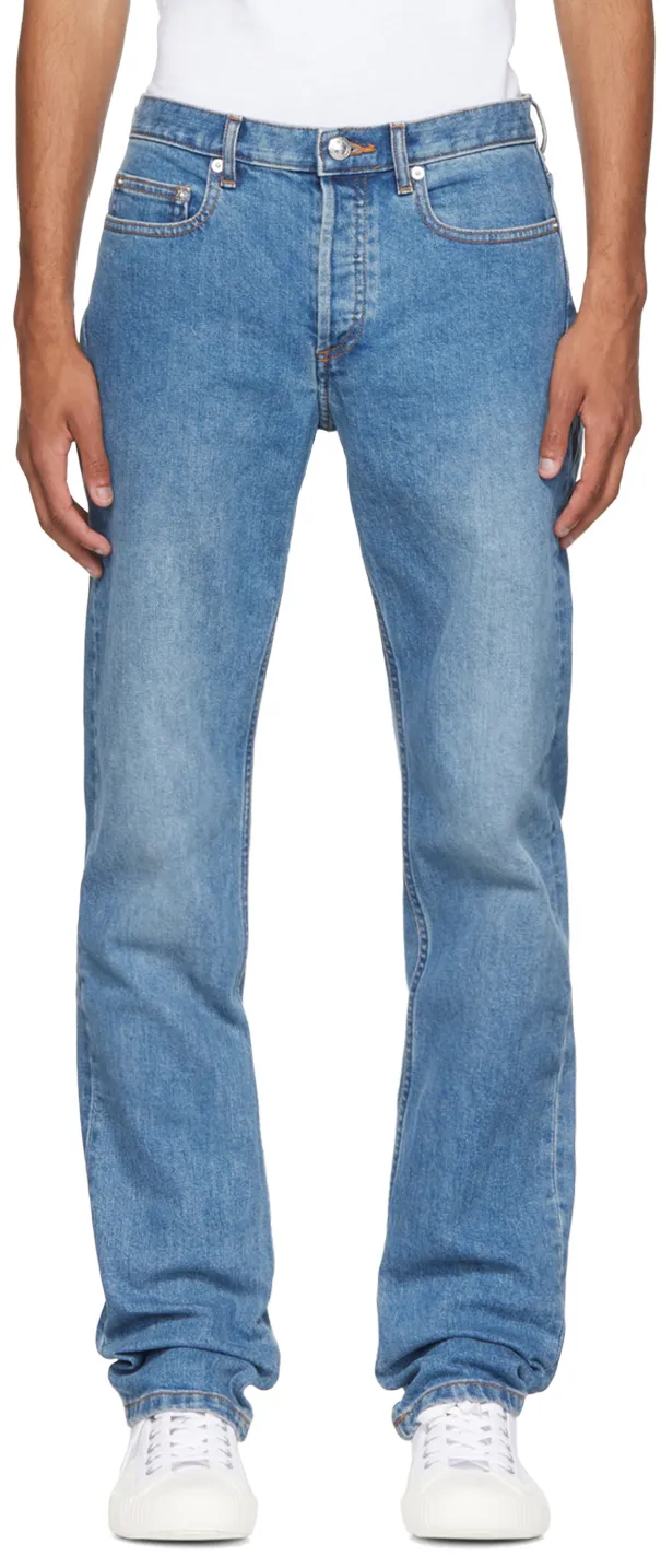 Mid-Waist Washed Effect Jeans