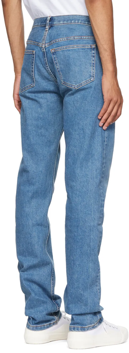 Mid-Waist Washed Effect Jeans