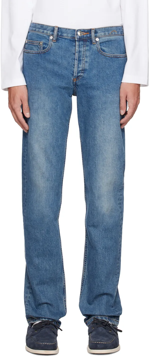 Mid-Waist Washed Effect Jeans