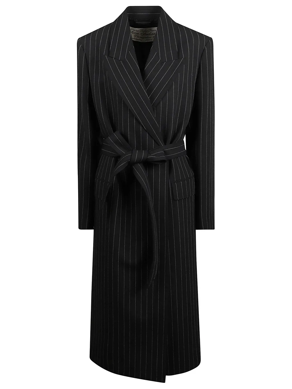Belted Pinstripe Coat