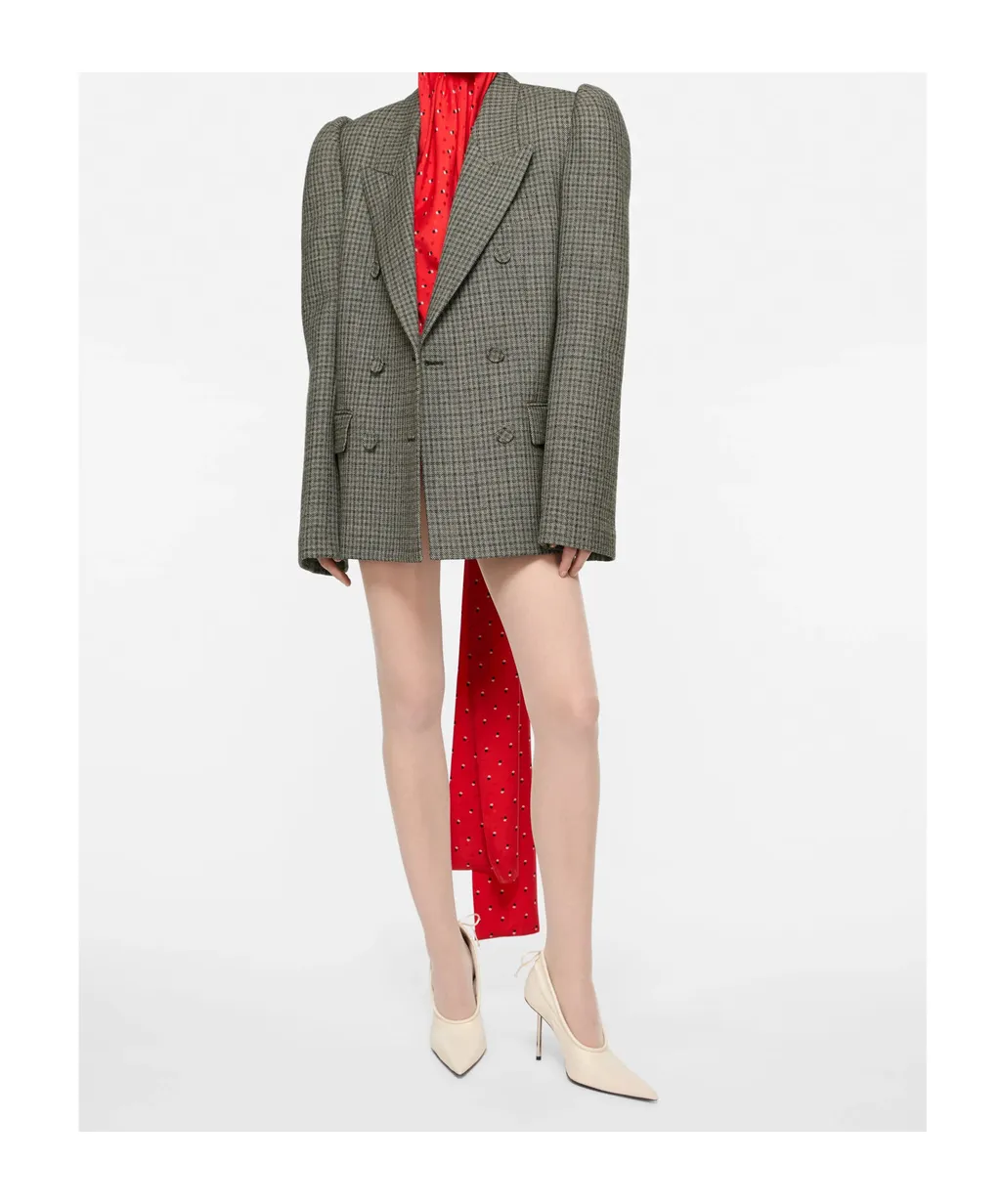 Houndstooth Double-Breasted Blazer