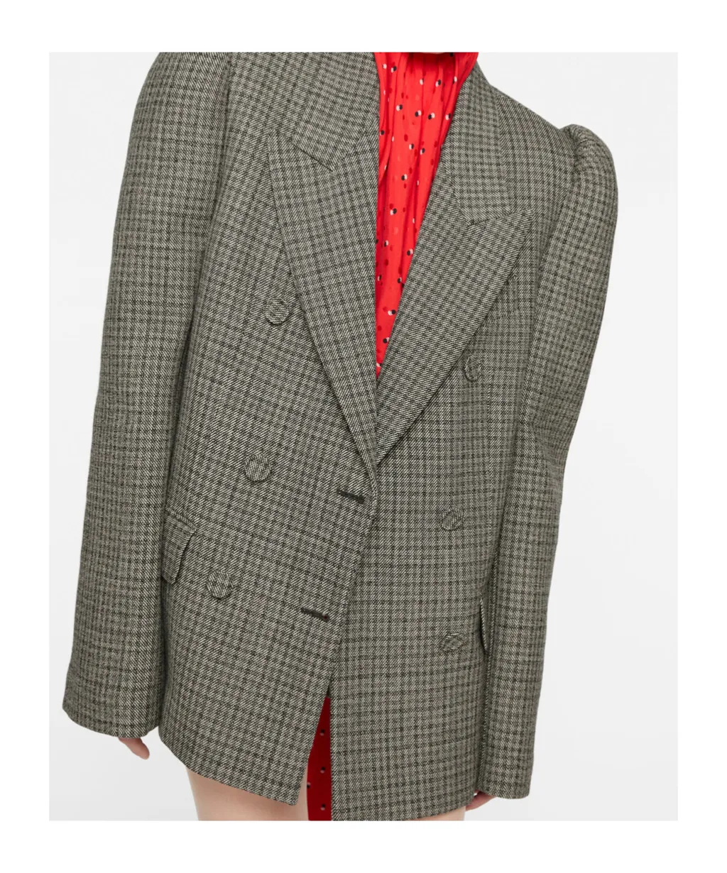 Houndstooth Double-Breasted Blazer
