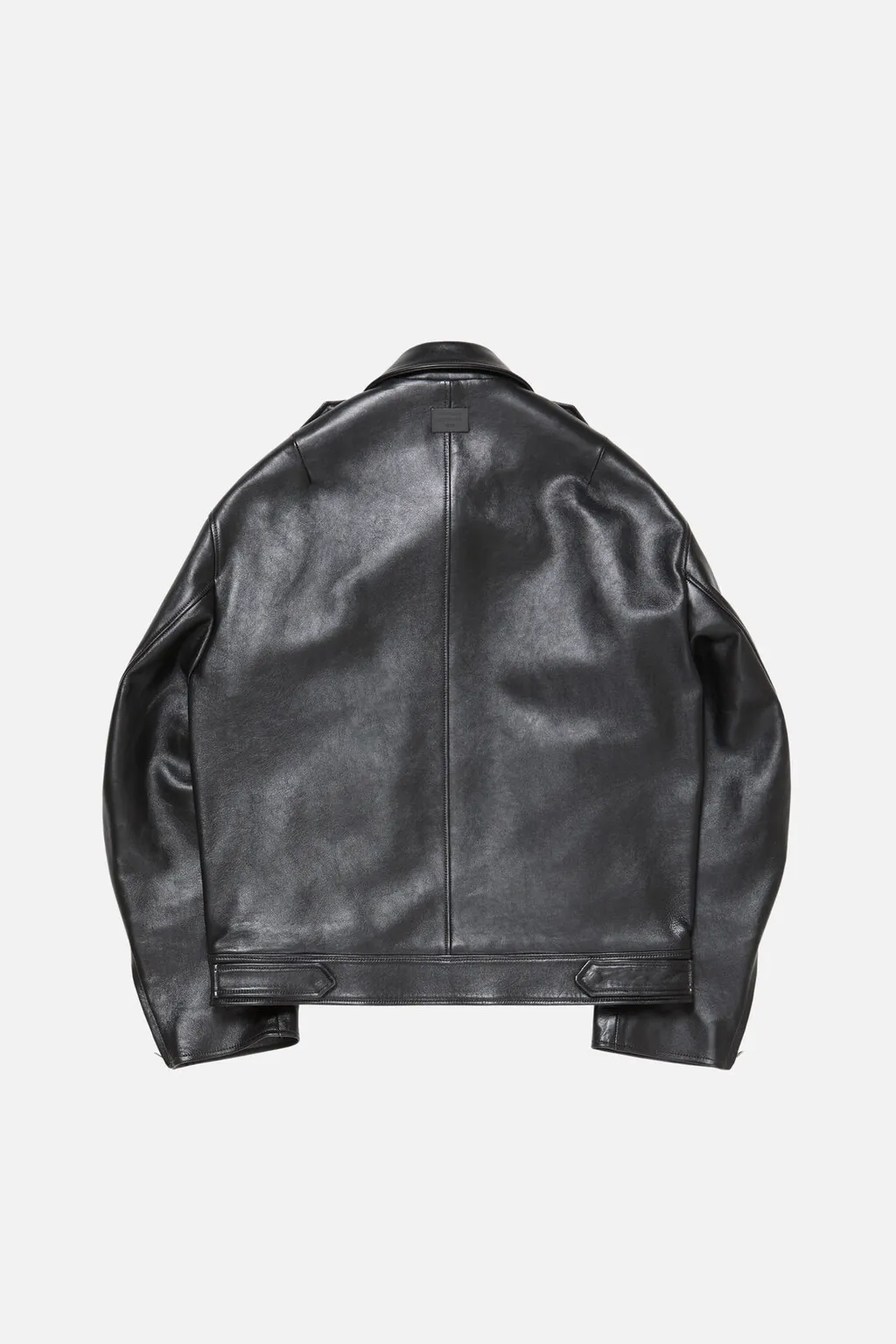 Buckle-Belt Zipped Leather Jacket