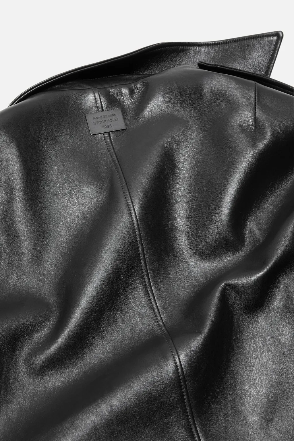 Buckle-Belt Zipped Leather Jacket