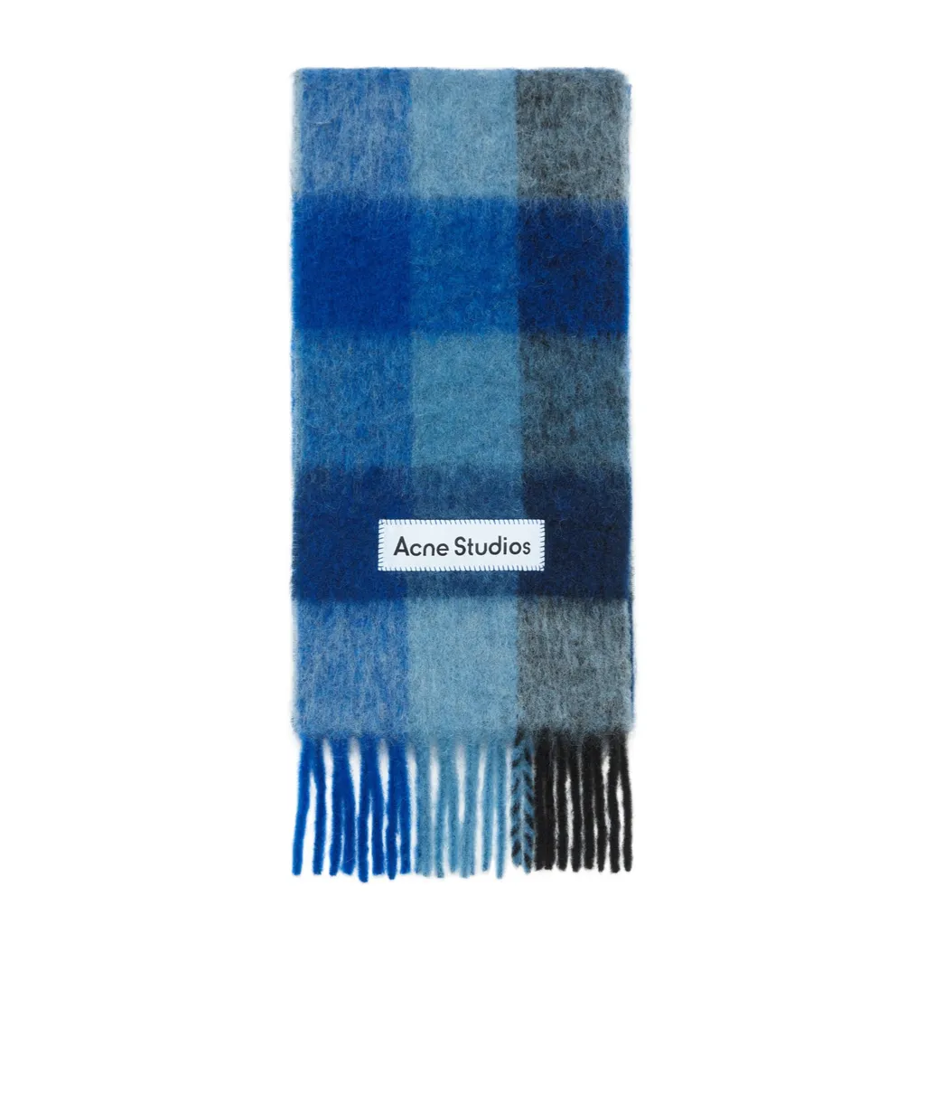 Checked Fringed-Edge Scarf