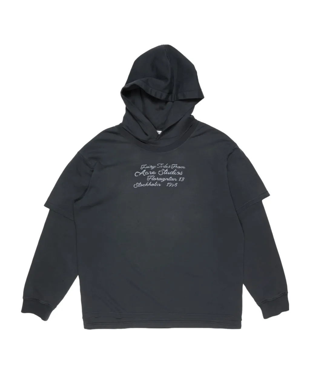 Lettering-Detail Double-Layered Hoodie