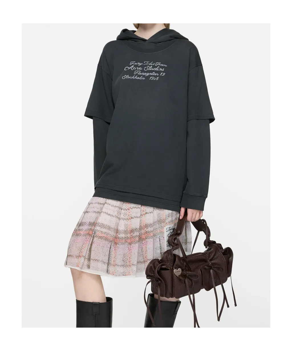 Lettering-Detail Double-Layered Hoodie