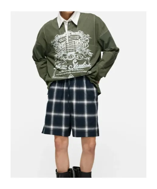 Graphic Printed Long Sleeved Polo Shirt