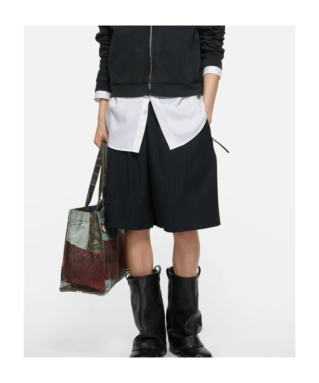 Pinstriped Drawstring Shorts