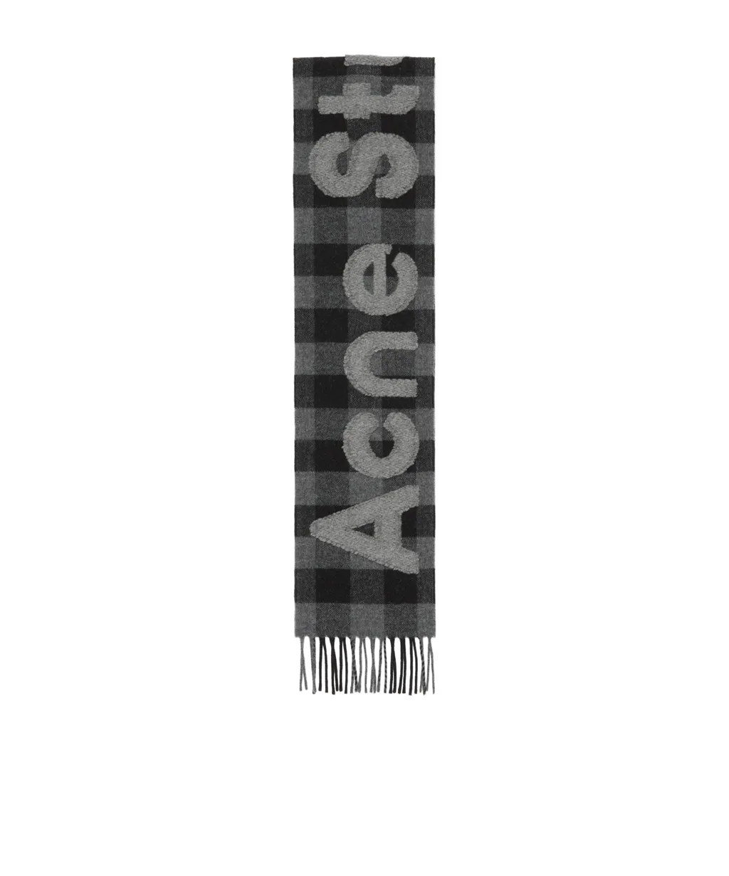 Logo Detailed Checked Scarf