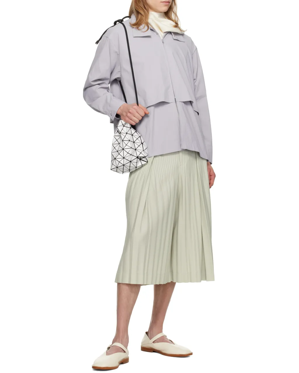 Geometric-Pattern Bucket Bag